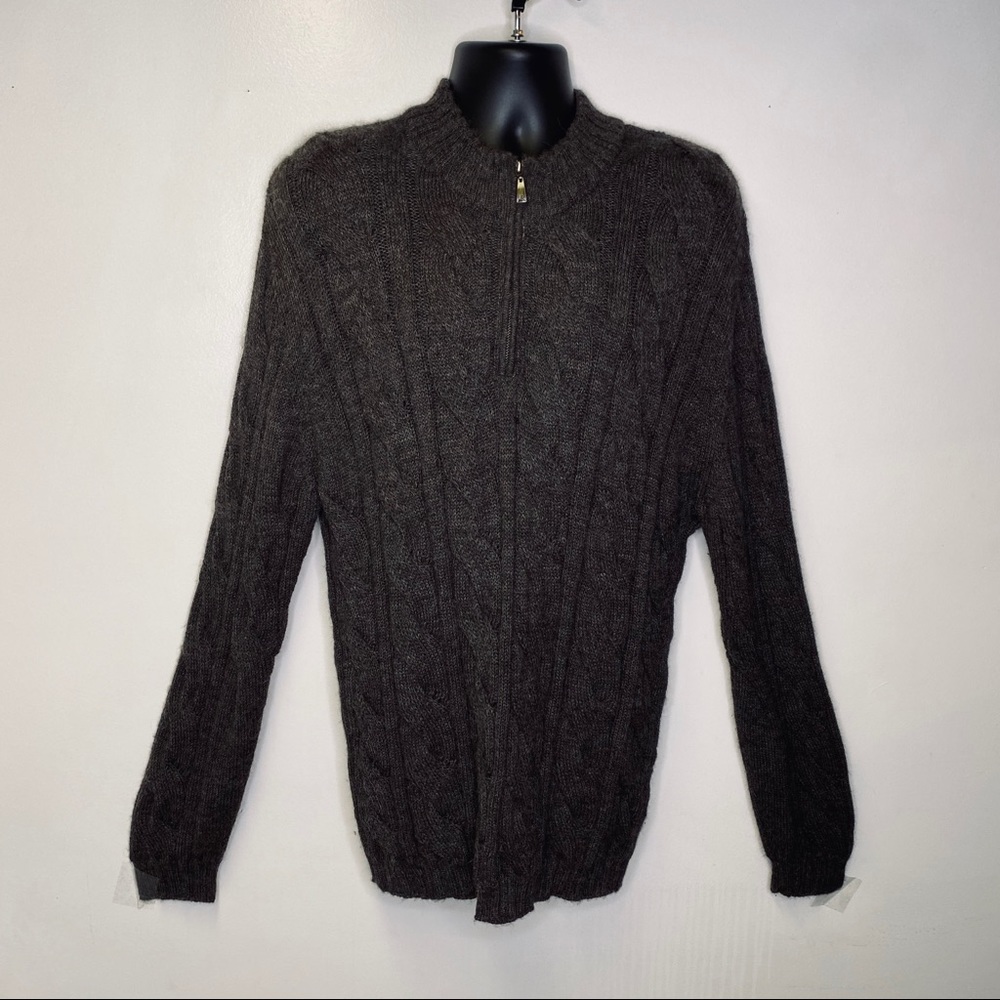 Sol XL Gray BabyAlpaca Cable Knit Pullover Sweater